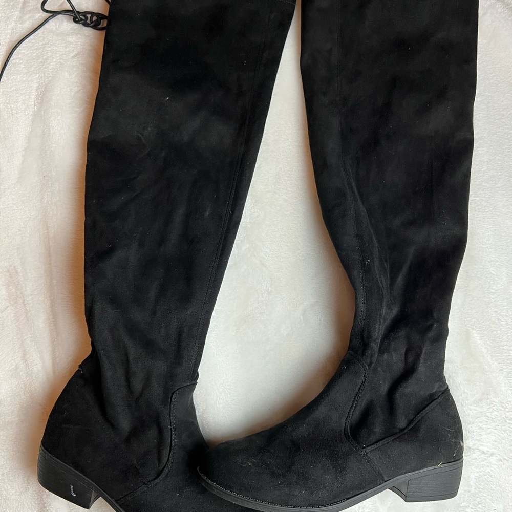 Women's Black Over-the-Knee Suede Boots
